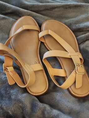 Joie Tan Leather Strappy Flat Sandals
